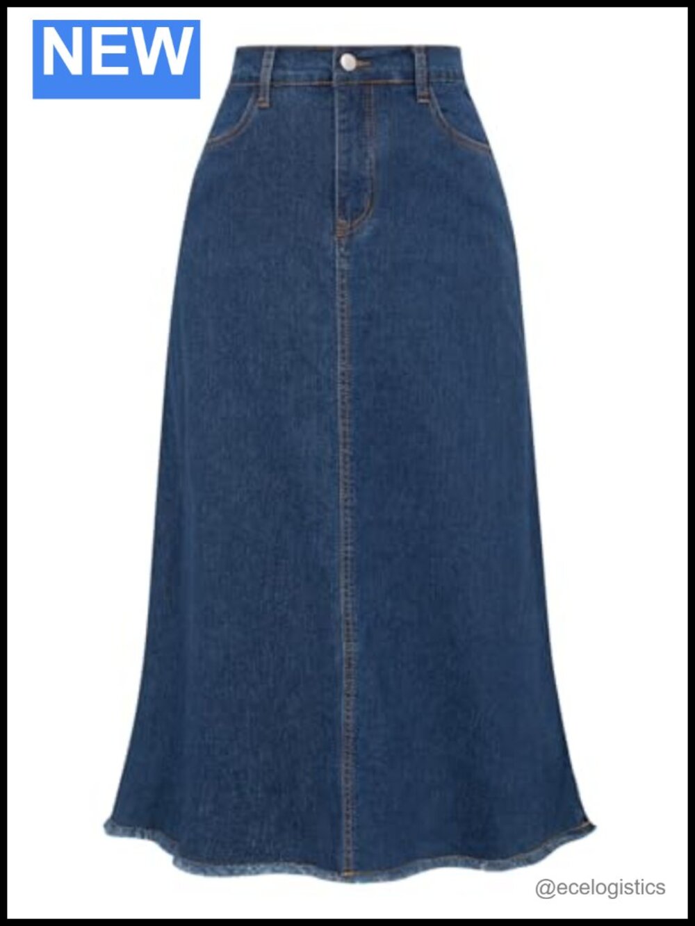 Frayed Raw Hem Maxi Denim Skirt High Waisted A-Line Women's Long Jean